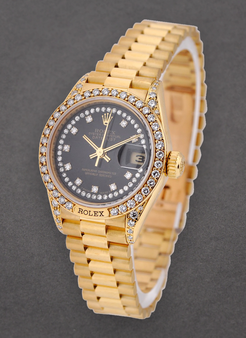 Pre-Owned Rolex Ladies President in Yellow Gold with Diamond Bezel