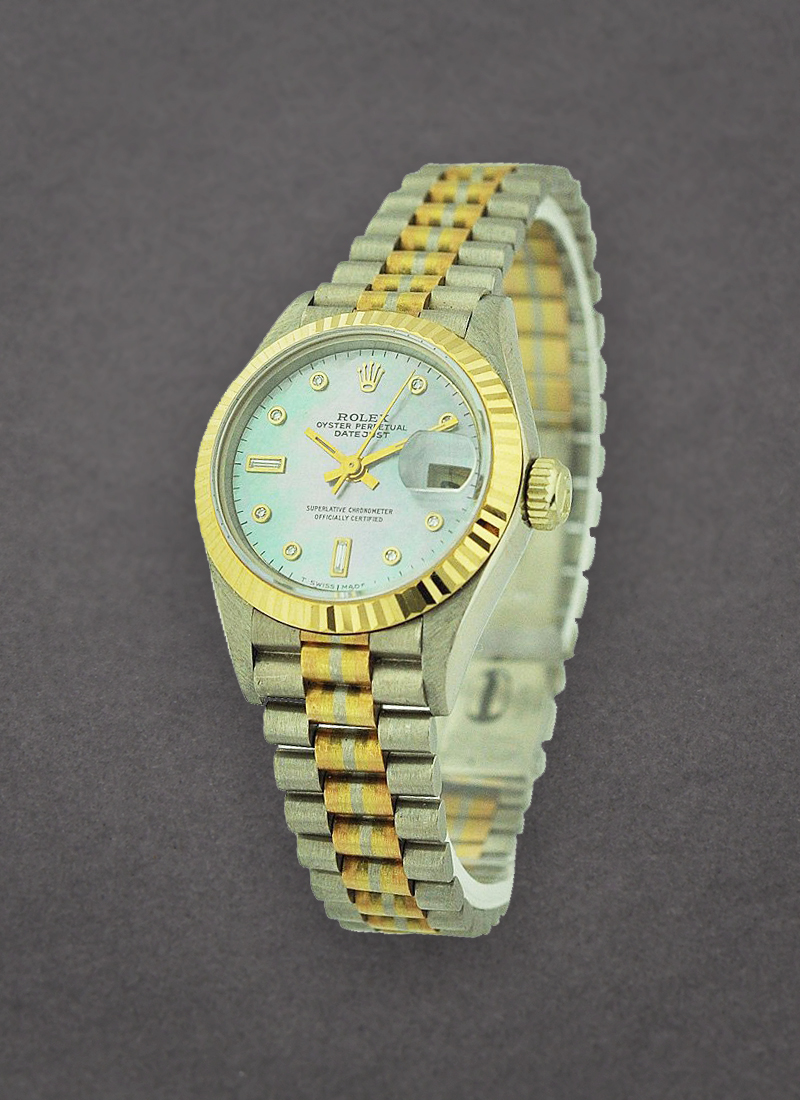 Pre-Owned Rolex Ladies President Tridor in White Gold with yellow Gold Fluted Bezel