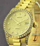 Midsize 31mm President - Yellow Gold - Diamond Bezel on President Bracelet with Champagne Jubilee Diamond Dial