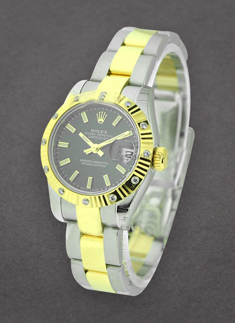 Rolex Unworn Datejust in Steel with Yellow Gold Fluted Diamond Bezel