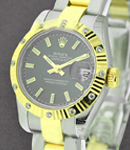 Datejust in Steel with Yellow Gold Fluted Diamond Bezel on Steel and Yellow Gold Oyster Bracelet with Blue Stick Dial