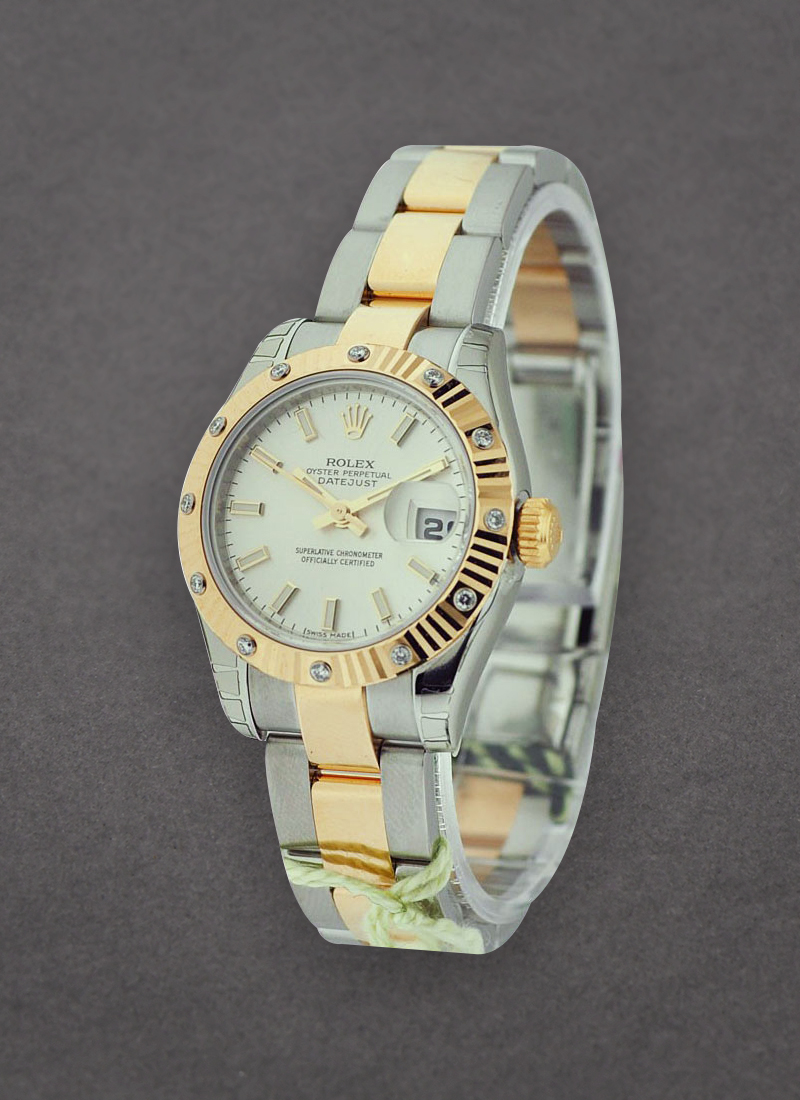 Rolex Unworn Datejust in Steel with Yellow Gold Fluted Diamond Bezel