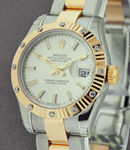 Datejust in Steel with Yellow Gold Fluted Diamond Bezel on Steel and Yellow Gold Oyster Bracelet with Silver Stick Dial