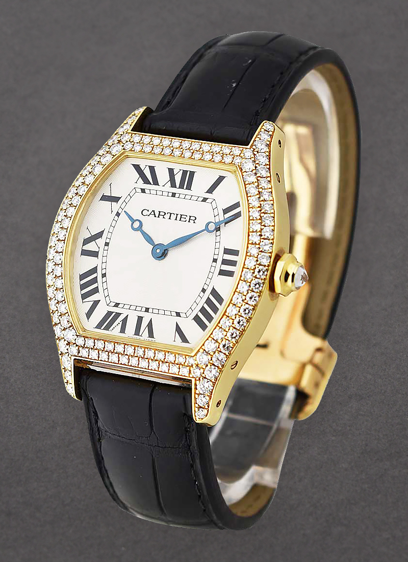 Cartier Tortue Large in 18K Yellow Gold with Diamond Case and Skeleton Back
