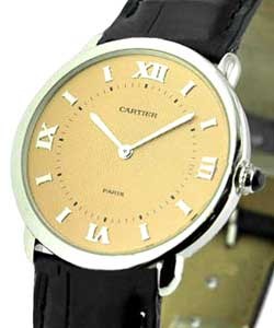 Ronde Louis Cartier with Salmon Dial  Platinum on Strap - Limited Edition from 1997