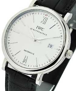 Portofino Automatic in Steel on Black Leather Strap with Silver Dial