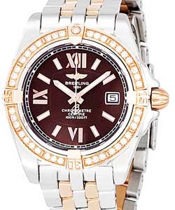 Cockpit Lady's Automatic in 2-Tone w/ Diamond Bezel Steel and RG on Bracelet with Burgundy Roman Dial