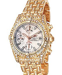 Chronomat Evolution Men's in RG with Diamond Bezel Rose Gold on Bracelet with White MOP Dial