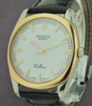 Cellini Danaos X-Large in Yellow Gold with White Gold Lugs on Black Crocodile Leather Strap with Silver Dial
