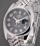 Datejust 36mm in Steel with Domed Bezel on Jubilee Bracelet with Black Concentric Arabic Dial