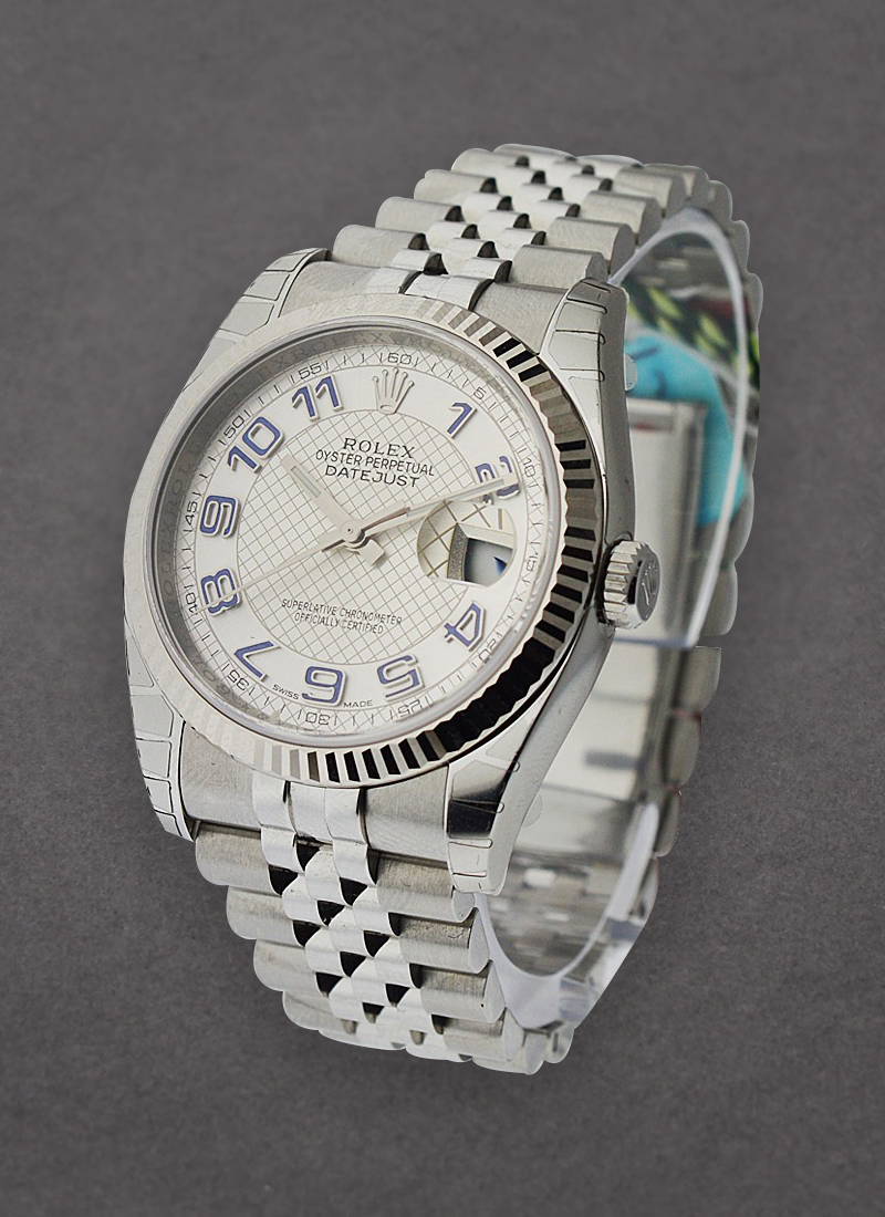 Rolex Unworn Datejust 36mm in Steel with White Gold Fluted Bezel