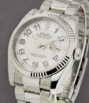 Datejust 36mm in Steel and White Gold with Fluted Bezel on Steel Oyster Bracelet with Silver Dial with Blue Arabics