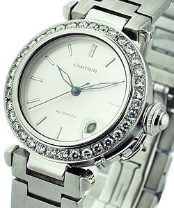 Pasha C with Big Diamond Bezel Silver Stick Dial