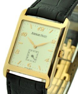 Mens Rectangle in Rose Gold on Black Leather Strap with Silver Dial - Mechanical