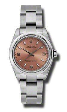 Oyster Perpetual 31mm Automatic in Steel on Steel Oyster Bracelet with Pink Stick Dial