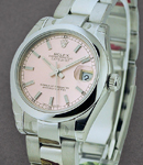Datejust in Steel with Domed Bezel on Oyster Bracelet with Pink Stick Dial
