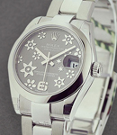 Mid Size 31mm Datejust in Steel with Domed Bezel on Oyster Bracelet with Rhodium Floral Dial