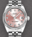 Mid Size 31mm Datejust in Steel with Fluted Bezel on Steel Jubilee Bracelet with Pink Diamond Dial