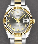 26mm Datejust 2-Tone SS/YG with Fluted Bezel on Steel and Yellow Gold Oyster Bracelet with Grey Roman Dial