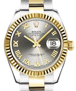 26mm Datejust 2-Tone SS/YG with Fluted Bezel on Steel and Yellow Gold Oyster Bracelet with Grey Roman Dial
