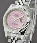 Datejust Automatic in Steel with White Gold Fluted Bezel On Steel Jubilee Bracelet with Pink Roman Dial