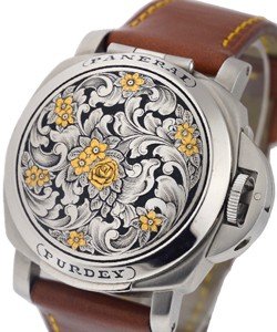 PAM 155 - Luminor Sealand for Purdey 2002 - Floral  Steel on Brown Leather Strap with Black Dial - 100 pcs.