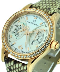 Manero MonoGraph with Diamond Bezel Rose Gold on Python Strap with Silver Dial