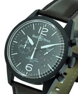 BR 126 Original Chronograph in Black PVD on Brown Calfskin Leather Strap with Black Dial