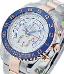 Yachtmaster II 2 -Tone On Oyster Bracelet with White Dial - BLUE HANDS