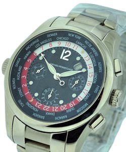 World Time Chronograph  WWTC White Gold on Bracelet with Black Dial