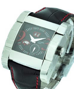 Instrumento Novantatre with Black and Red Dial Steel on Black Strap with Red Stiching