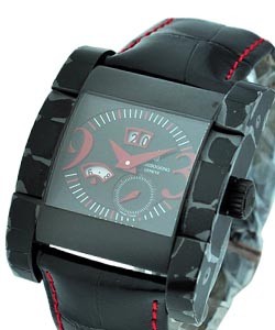 Instrumento Novantatre in Black DLC  on Black Strap with Red Stiching with Black and Red Dial