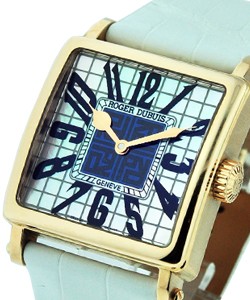 Lady's Rose Gold Golden Square  Rose Gold on Strap with Silver MOP Dial
