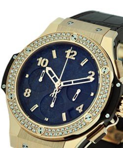 Big Bang 41mm in Rose Gold with Diamond Bezel on Brown Crocodile Leather Strap with Brown Dial