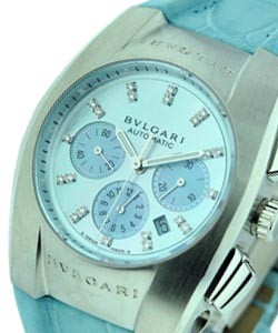 Ergon Chronograph - Mid Size in Steel  on BLue Strap with Blue MOP Diamond Dial