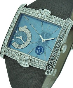 Avenue B  with Diamond Bezel White Gold on Strap with Blue MOP Dial