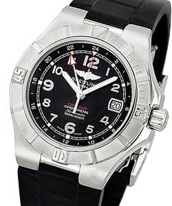 Breitling Aeromarine Colt GMT+ in Steel Steel on Black Rubber Strap with Black Dial