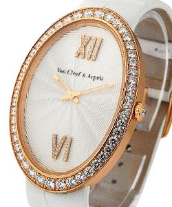 Timeless XL with Diamond Bezel Rose Gold on White Strap with Silver Dial