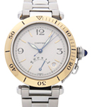 Pasha 38mm Power Reserve Automatic in Steel with Yellow Gold Bezel on Steel Bracelet with Silver Dial