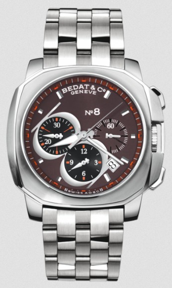 No 8 Chronograph in Steel on Steel Bracelet with Brown Dial