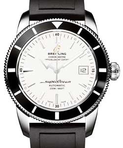 Superocean Heritage 42mm Chronograph Men's in Steel on Black Rubber Strap with Silver Dial