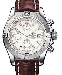 Avenger Skyland Men's  Automatic Chronograph in Steel Steel on Brown Crocodile Leather Strap - Silver Dial