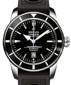 Superocean Heritage 46mm in Steel on Black Rubber Strap with Black Dial