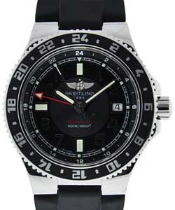 Superocean GMT Men's Automatic in Steel on Black Rubber Strap with Black Arabic Dial