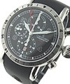 TimeMaster GMT Chronograph 44mm in Steel on  Black Calfskin Strap with Black Dial