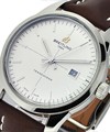 Transocean Automatic in Steel on Brown Strap with Silver Dial - Deployment Buckle