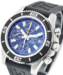 Superocean Abyss Chronograph II in Steel Steel on Rubber Strap - Black Dial with Yellow Accents