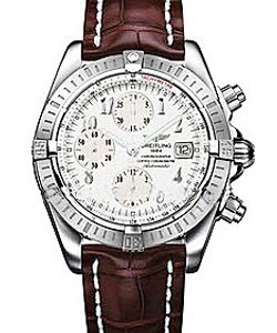 Chronomat Evolution Men''s Automatic in Steel Steel on Burgundy Crocodile Strap with White Dial 