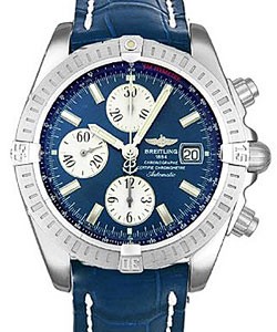 Chronomat Evolution Men's Automatic in Steel Steel on Blue Crocodile Strap with Blue Dial