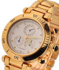  Pasha 35mm Chronograph Yellow Gold on Bracelet with White Dial 